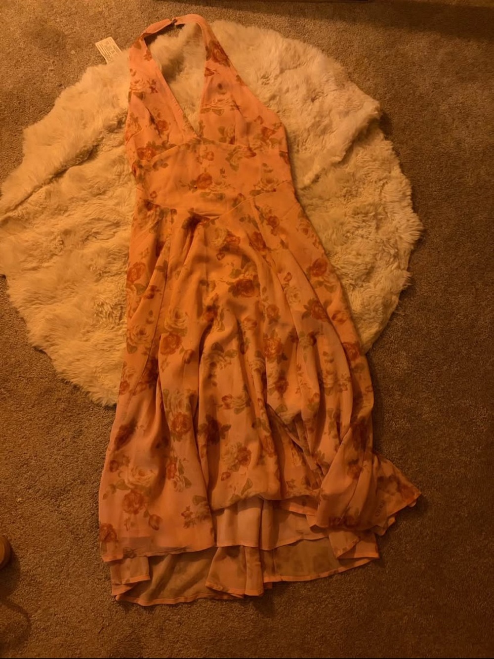 Cider Pink Floral Mesh Halter Midi Dress - Picture 2 of 5